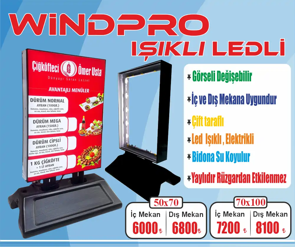Windpro Işıklı Ayaklı led box Tabela
